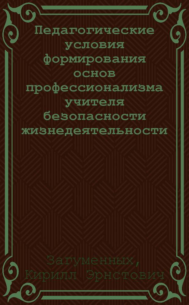 Педагогические условия формирования основ профессионализма учителя безопасности жизнедеятельности : автореф. дис. на соиск. учен. степ. канд. пед. наук : специальность 13.00.08 <Теория и методика проф. образования>