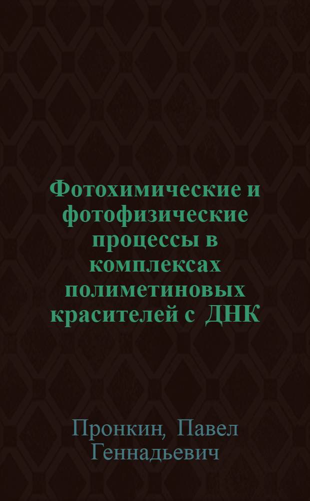 Фотохимические и фотофизические процессы в комплексах полиметиновых красителей с ДНК : автореф. дис. на соиск. учен. степ. канд. хим. наук : специальность 02.00.04 <Физ. химия>