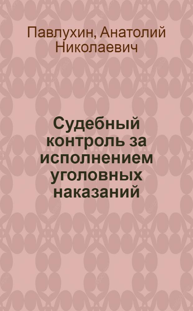 Судебный контроль за исполнением уголовных наказаний : монография
