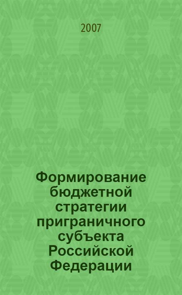 Формирование бюджетной стратегии приграничного субъекта Российской Федерации