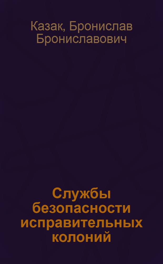 Службы безопасности исправительных колоний: современное состояние функционирования и перспективы : монография