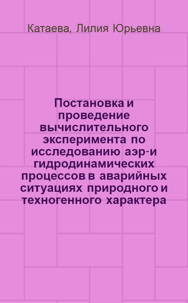 Постановка и проведение вычислительного эксперимента по исследованию аэро- и гидродинамических процессов в аварийных ситуациях природного и техногенного характера : монография