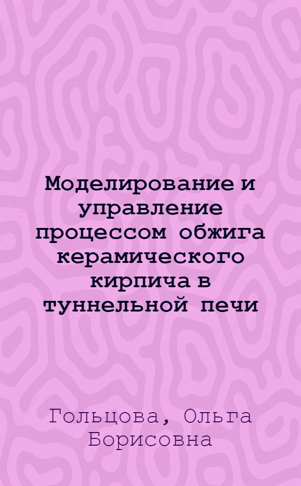 Моделирование и управление процессом обжига керамического кирпича в туннельной печи : автореф. дис. на соиск. учен. степ. канд. техн. наук : специальность 05.13.01 <Систем. анализ, упр. и обраб. информ.> : специальность 05.13.06 <Автоматизация и упр. технол. процессами и пр-вами>