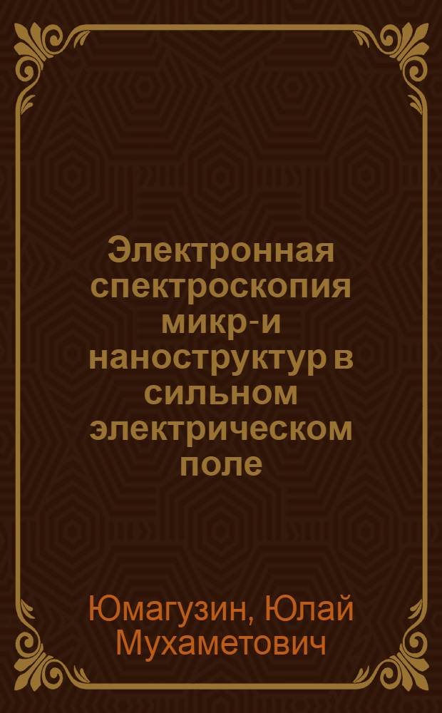 Электронная спектроскопия микро- и наноструктур в сильном электрическом поле : автореф. дис. на соиск. учен. степ. д-ра физ.-мат. наук : специальность 01.04.13 <Электрофизика, электрофиз. установки>