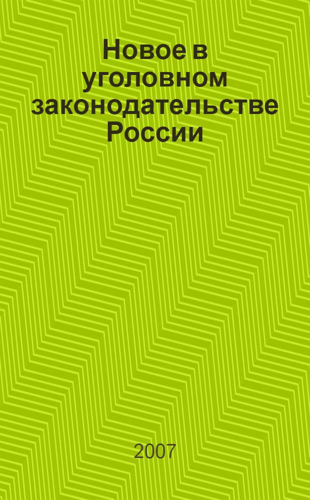 Новое в уголовном законодательстве России : (учебное пособие по спецкурсу)