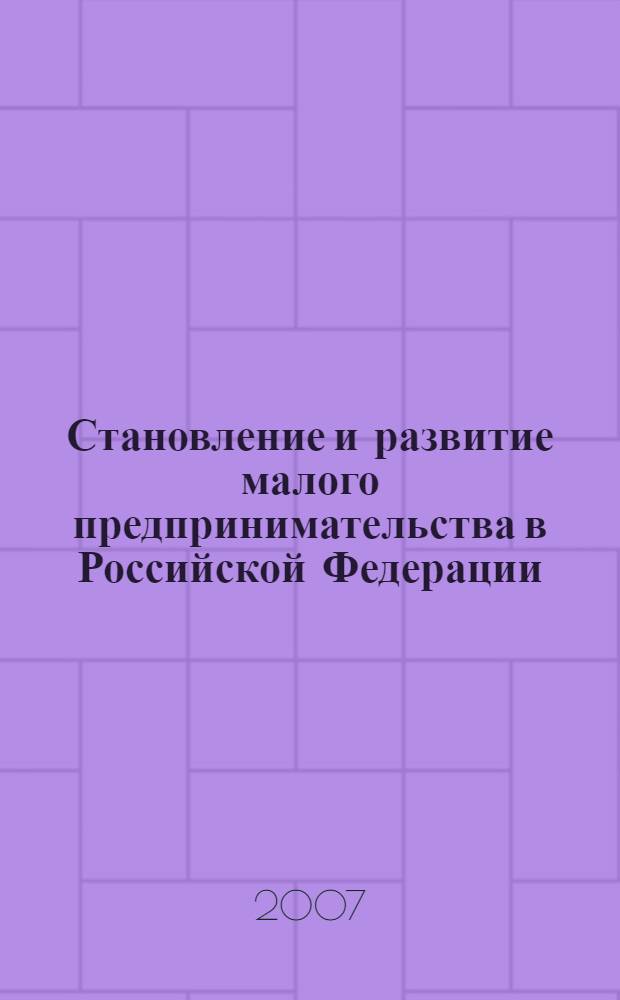Становление и развитие малого предпринимательства в Российской Федерации (1988-2006) : монография
