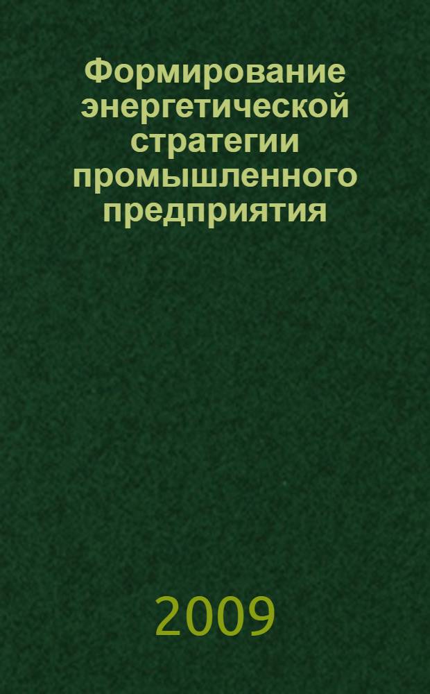 Формирование энергетической стратегии промышленного предприятия : автореф. дис. на соиск. учен. степ. канд. экон. наук : специальность 08.00.05 <Экономика и упр. нар. хоз-вом>