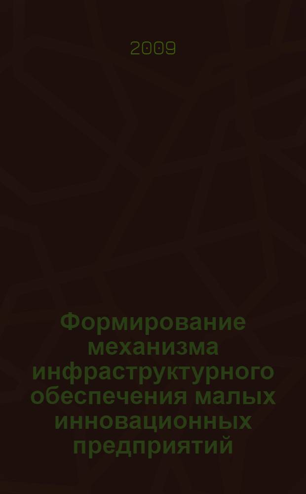 Формирование механизма инфраструктурного обеспечения малых инновационных предприятий : автореф. дис. на соиск. учен. степ. канд. экон. наук : специальность 08.00.05 <Экономика и упр. нар. хоз-вом>