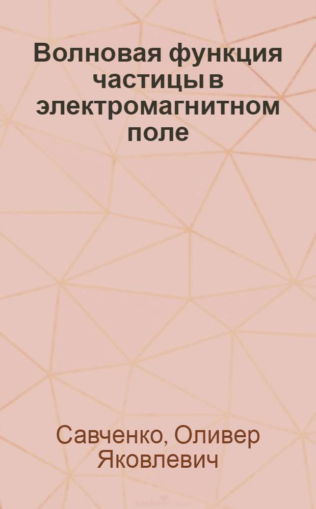 Волновая функция частицы в электромагнитном поле : автореферат диссертации на соискание ученой степени д.ф.-м.н. : специальность 01.04.02