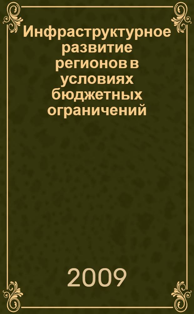 Инфраструктурное развитие регионов в условиях бюджетных ограничений : автореф. дис. на соиск. учен. степ. канд. экон. наук : специальность 08.00.05 <Экономика и упр. нар. хоз-вом>