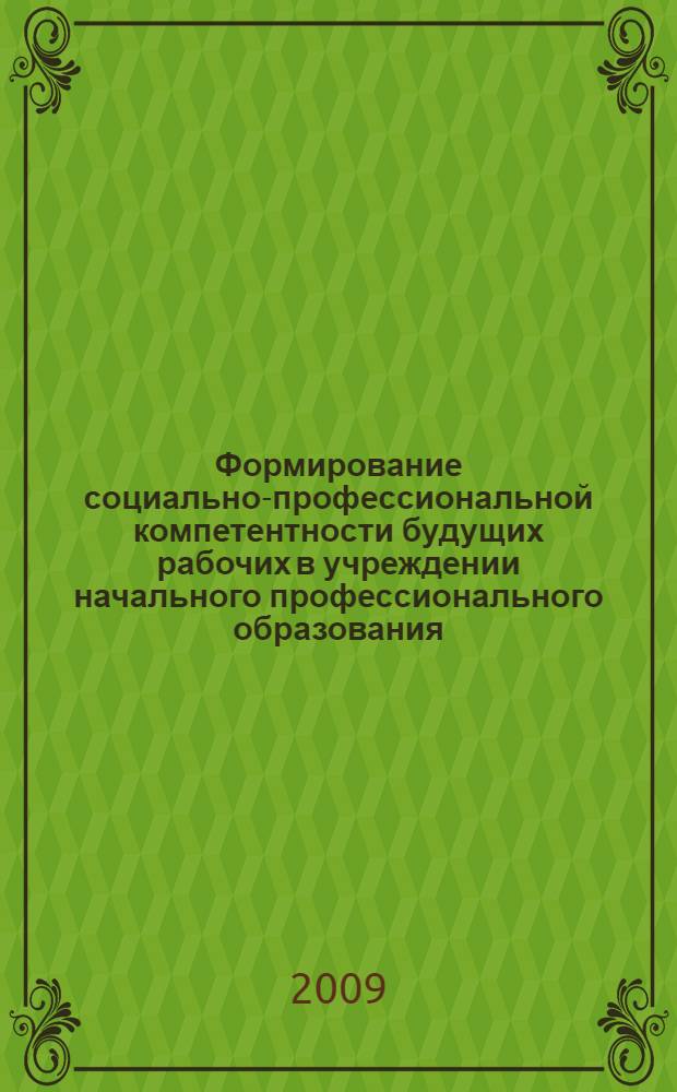 Формирование социально-профессиональной компетентности будущих рабочих в учреждении начального профессионального образования : автореф. дис. на соиск. учен. степ. канд. пед. наук : специальность 13.00.08 <Теория и методика проф. образования>