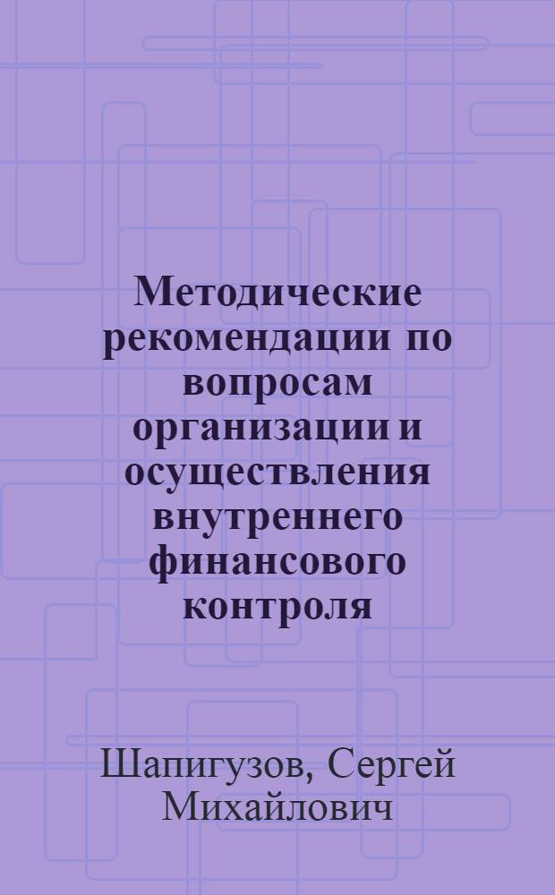 Методические рекомендации по вопросам организации и осуществления внутреннего финансового контроля (аудита) в федеральных органах исполнительной власти и федеральных государственных учреждениях (проект)