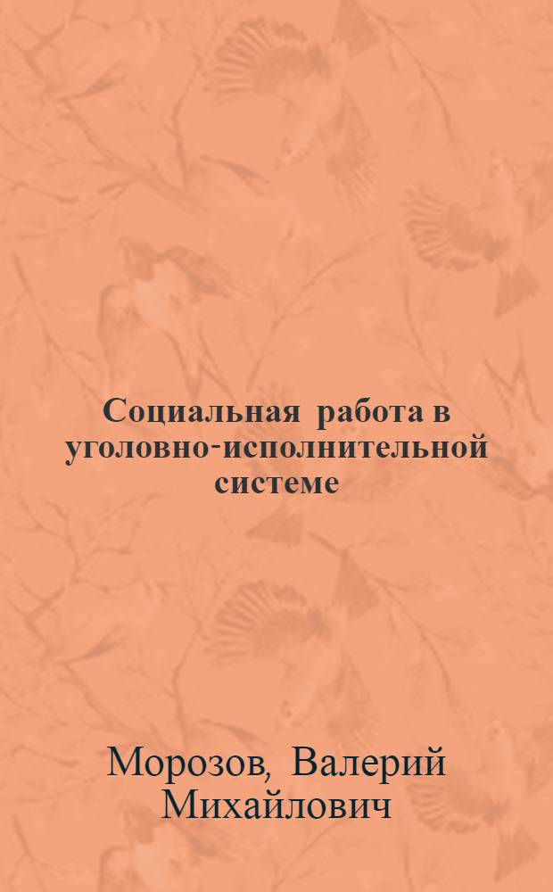 Социальная работа в уголовно-исполнительной системе : учебное пособие : для курсантов и слушателей образовательных учреждений ФСИН России