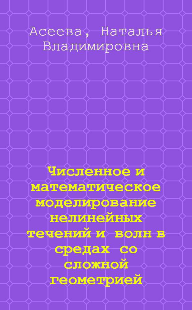 Численное и математическое моделирование нелинейных течений и волн в средах со сложной геометрией : автореф. дис. на соиск. учен. степ. канд. физ.- мат. наук : специальность 01.02.05 <механика жидкости, газа и плазмы>
