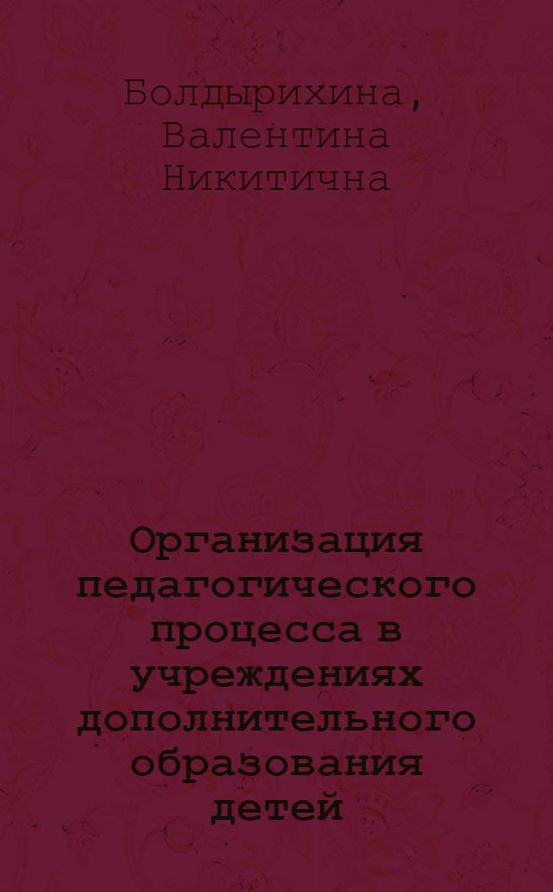 Организация педагогического процесса в учреждениях дополнительного образования детей : учебно-методическое пособие
