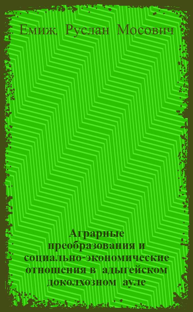Аграрные преобразования и социально-экономические отношения в адыгейском доколхозном ауле (1917-1929 гг.) : Автореф. дис. на соиск. учен. степ. к.ист.н