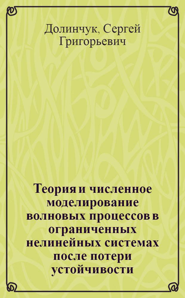 Теория и численное моделирование волновых процессов в ограниченных нелинейных системах после потери устойчивости : Автореф. дис. на соиск. учен. степ. к.ф.-м.н