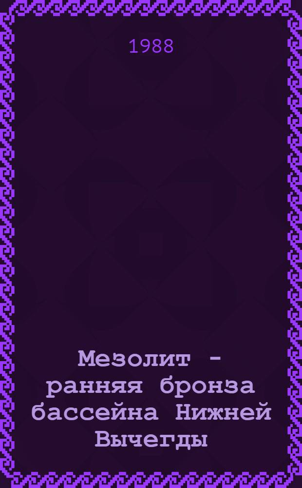 Мезолит - ранняя бронза бассейна Нижней Вычегды : Автореф. дис. на соиск. учен. степ. к.ист.н