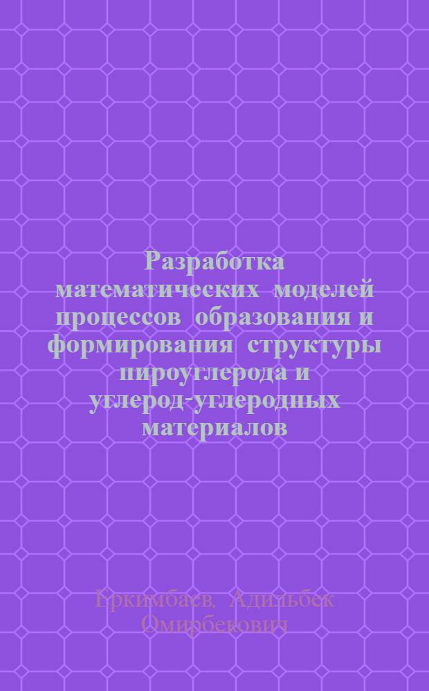 Разработка математических моделей процессов образования и формирования структуры пироуглерода и углерод-углеродных материалов : Автореф. дис. на соиск. учен. степ. к.т.н
