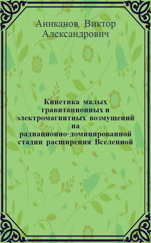 Кинетика малых гравитационных и электромагнитных возмущений на радиационно-доминированной стадии расширения Вселенной : Автореф. дис. на соиск. учен. степ. к.ф.-м.н