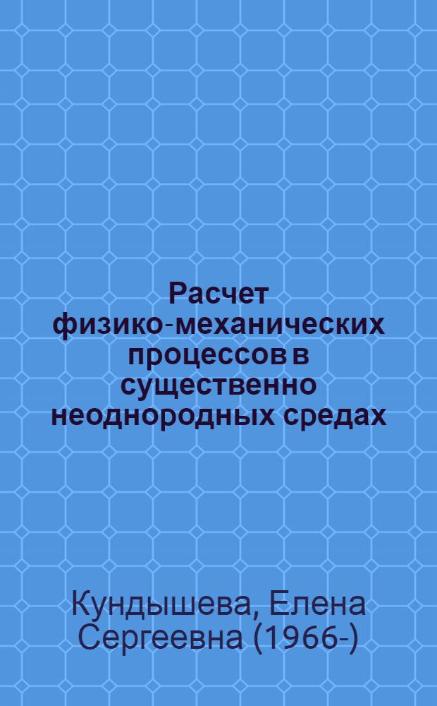 Расчет физико-механических пpоцессов в существенно неодноpодных сpедах : Автореф. дис. на соиск. учен. степ. к.ф.-м.н. : Спец. 01.02.04
