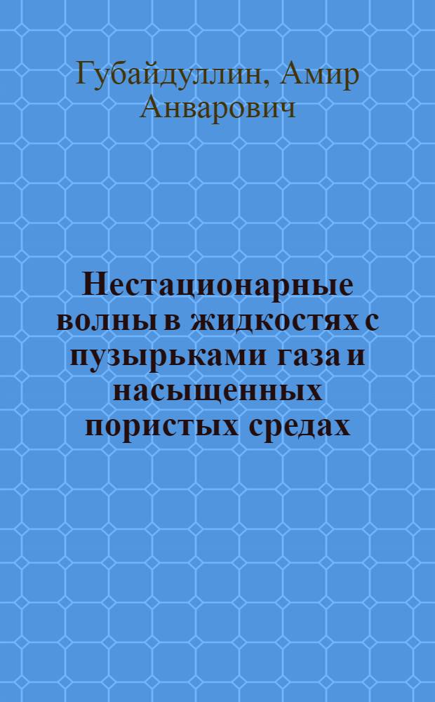 Нестационарные волны в жидкостях с пузырьками газа и насыщенных пористых средах : Автореф. дис. на соиск. учен. степ. д.ф.-м.н. : Спец. 01.02.05