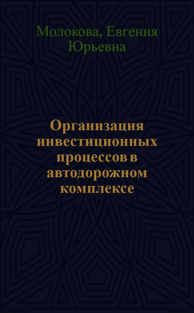 Организация инвестиционных процессов в автодорожном комплексе: (На прим. Иркут. обл.) : Автореф. дис. на соиск. учен. степ. к.э.н. : Спец. 08.00.05