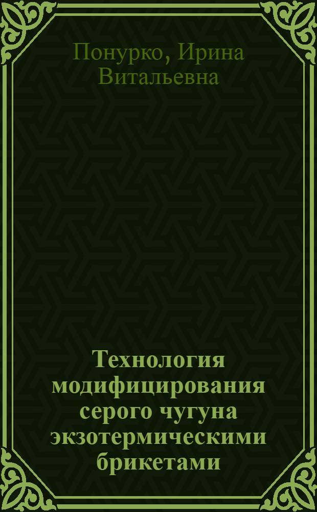 Технология модифицирования серого чугуна экзотермическими брикетами : Автореф. дис. на соиск. учен. степ. к.т.н. : Спец. 05.16.04