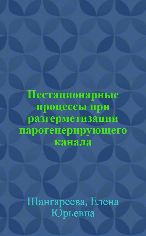 Нестационарные процессы при разгерметизации парогенерирующего канала : Автореф. дис. на соиск. учен. степ. к.ф.-м.н. : Спец. 01.04.14