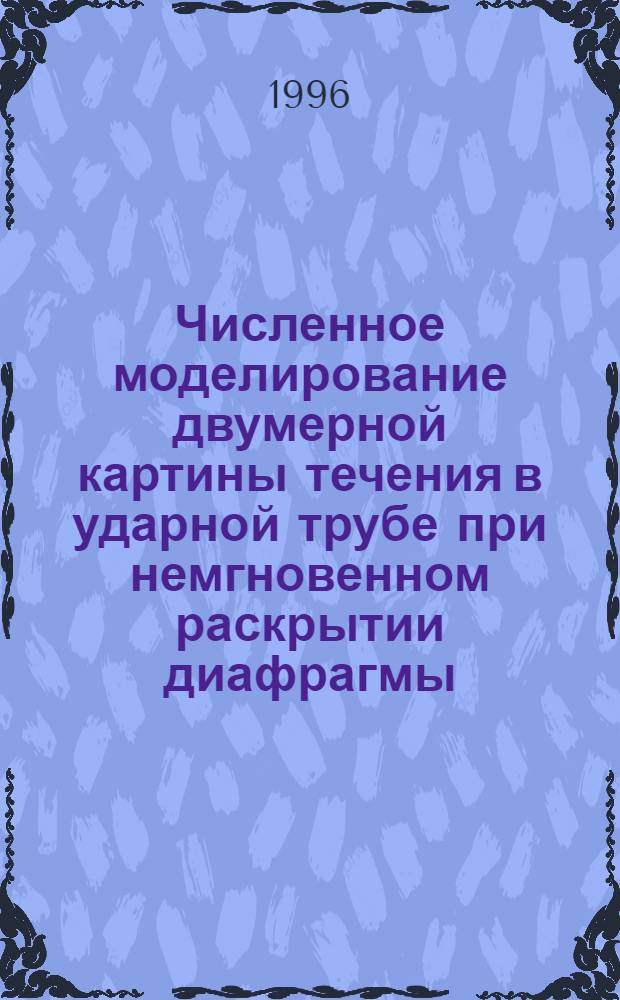 Численное моделирование двумерной картины течения в ударной трубе при немгновенном раскрытии диафрагмы : Автореф. дис. на соиск. учен. степ. к.ф.-м.н. : Спец. 01.02.05