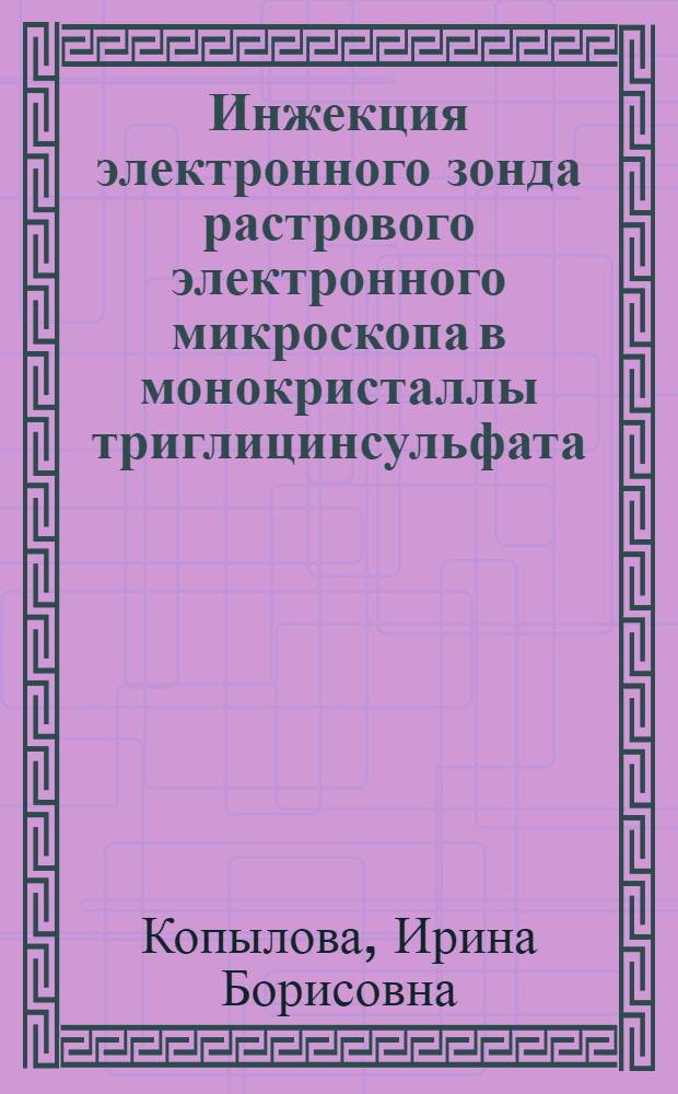 Инжекция электронного зонда растрового электронного микроскопа в монокристаллы триглицинсульфата : Автореф. дис. на соиск. учен. степ. к.ф.-м.н. : Спец. 01.04.10