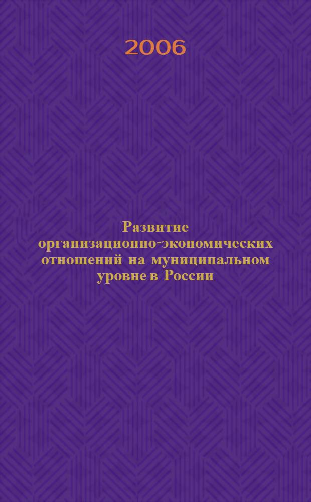 Развитие организационно-экономических отношений на муниципальном уровне в России : автореферат диссертации на соискание ученой степени д. э. н. : специальность 08.00.05 <эк. и управлен. нар. хоз.>