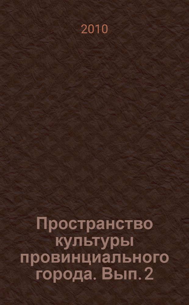 Пространство культуры провинциального города. Вып. 2