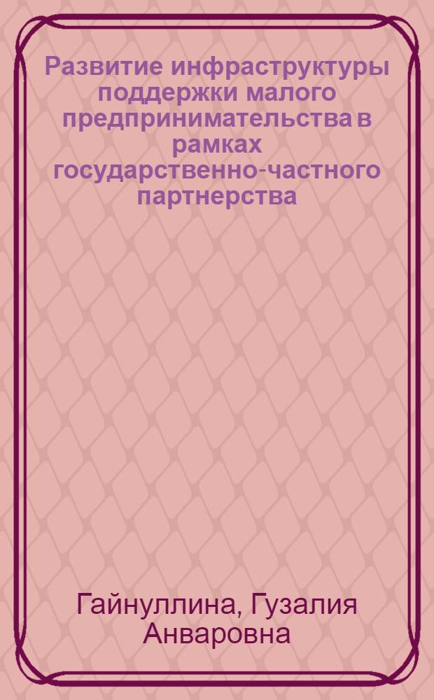 Развитие инфраструктуры поддержки малого предпринимательства в рамках государственно-частного партнерства : (на примере Омской области) : автореферат диссертации на соискание ученой степени кандидата экономических наук : специальность 08.00.05 <Экономика и управление народным хозяйством по отраслям и сферам деятельности>