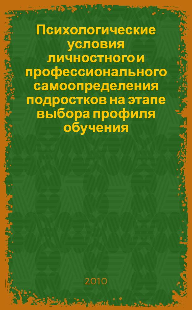 Психологические условия личностного и профессионального самоопределения подростков на этапе выбора профиля обучения : автореферат диссертации на соискание ученой степени кандидата психологических наук : специальность 19.00.13 <Психология развития, акмеология>