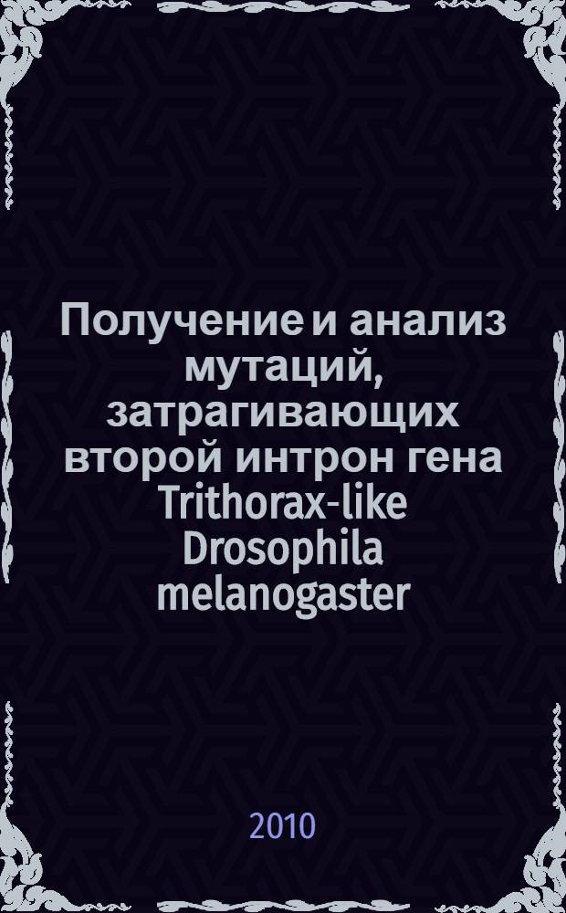 Получение и анализ мутаций, затрагивающих второй интрон гена Trithorax-like Drosophila melanogaster : автореферат диссертации на соискание ученой степени кандидата биологических наук : специальность 03.02.07 <Генетика>