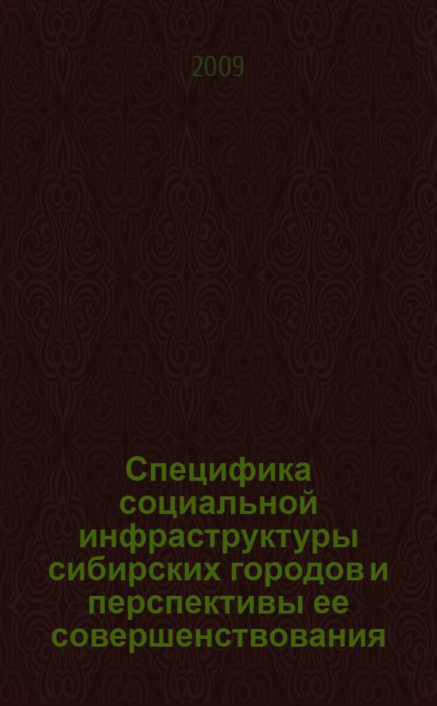 Специфика социальной инфраструктуры сибирских городов и перспективы ее совершенствования : монография