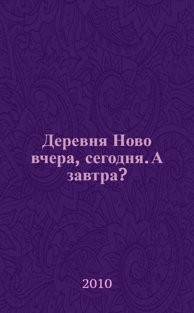 Деревня Ново вчера, сегодня. А завтра?