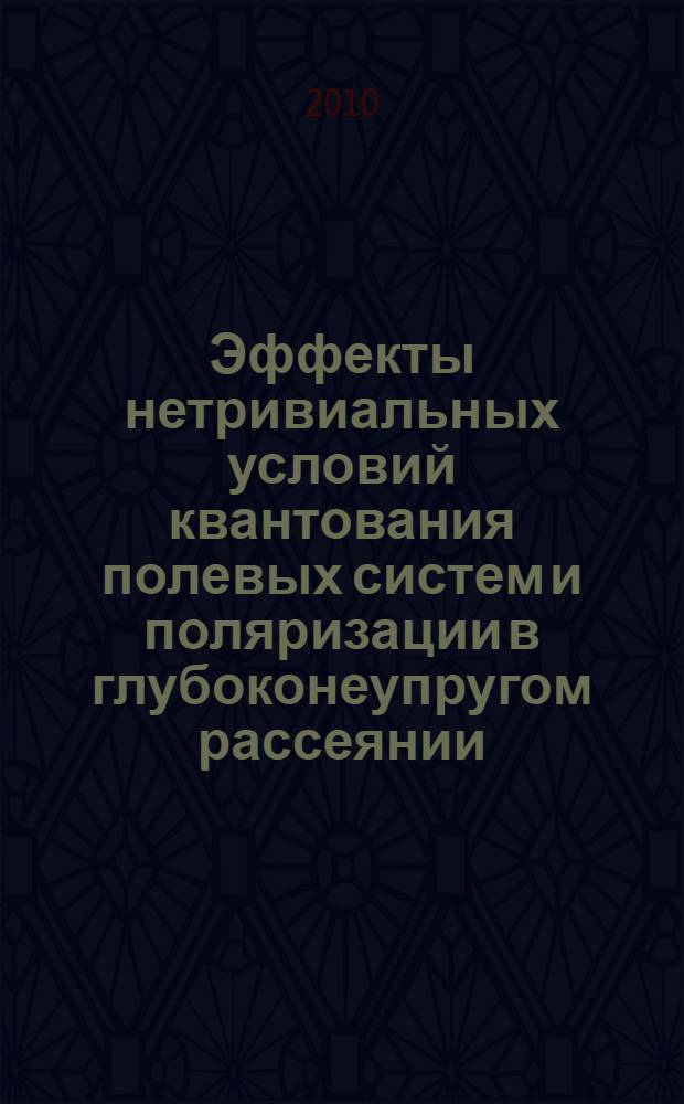 Эффекты нетривиальных условий квантования полевых систем и поляризации в глубоконеупругом рассеянии : автореферат диссертации на соискание ученой степени доктора физико-математических наук : специальность 01.04.02 <Теоретическая физика>