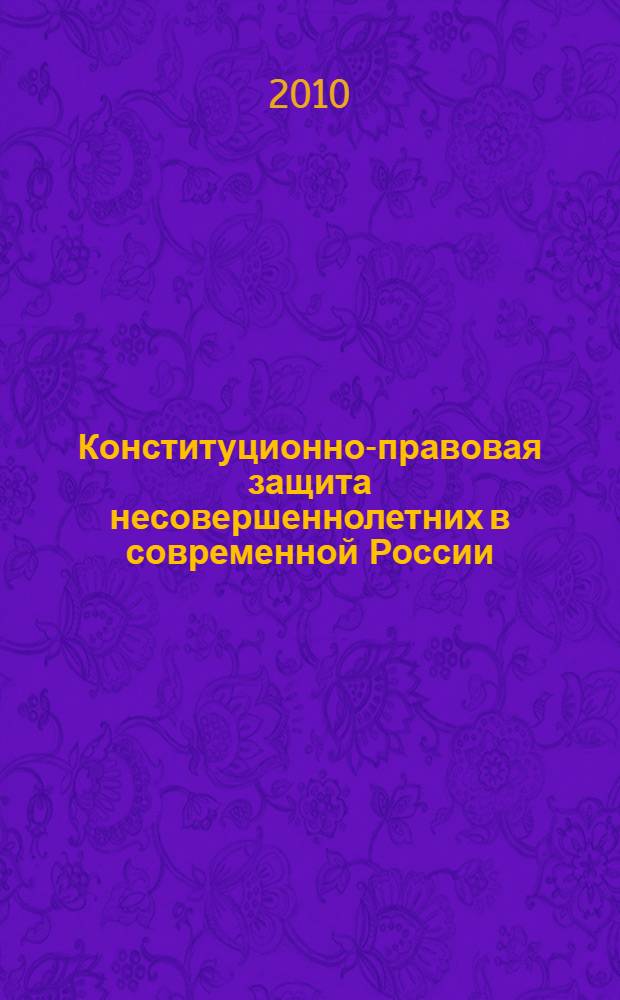 Конституционно-правовая защита несовершеннолетних в современной России : (на примере Центрального федерального округа) : автореферат диссертации на соискание ученой степени кандидата юридических наук : специальность 12.00.02 <Конституционное право; муниципальное право>