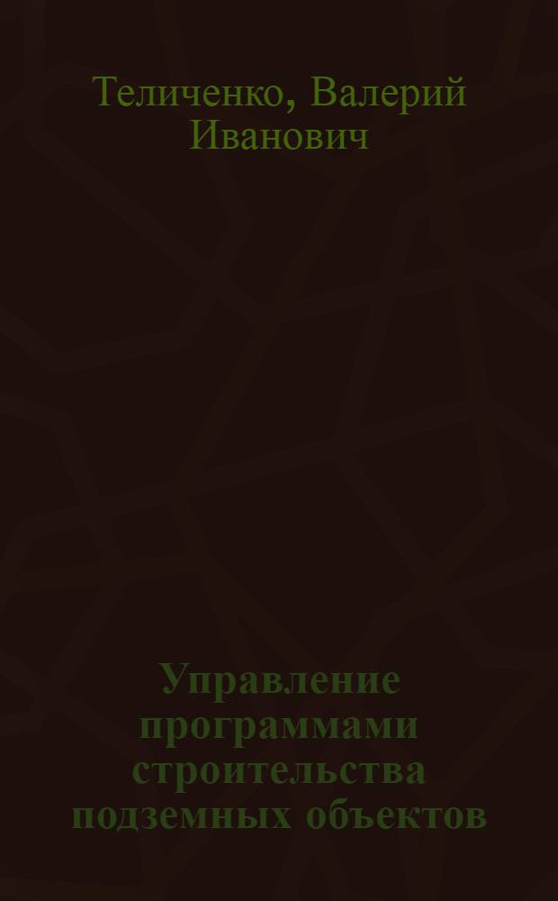 Управление программами строительства подземных объектов