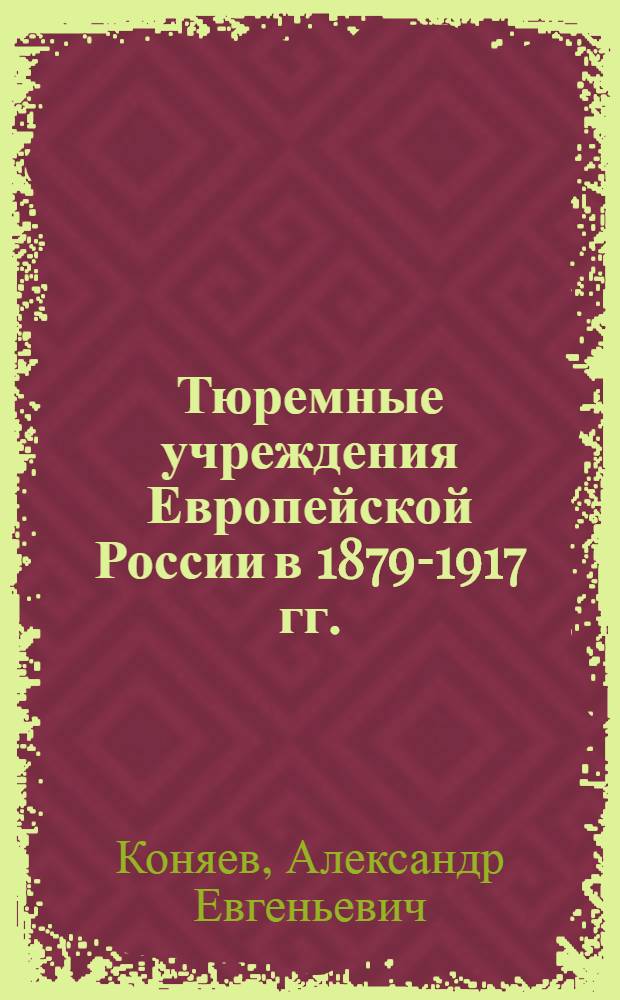 Тюремные учреждения Европейской России в 1879-1917 гг.: социально-экономический аспект деятельности (по материалам Ярославской и Владимирской губерний)