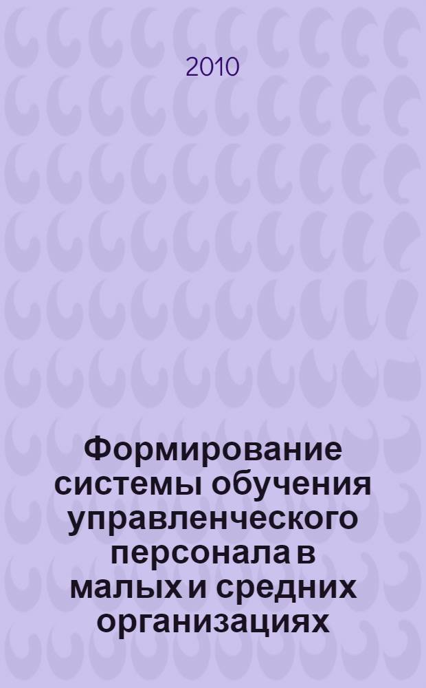 Формирование системы обучения управленческого персонала в малых и средних организациях : автореферат диссертации на соискание ученой степени кандидата экономических наук : специальность 08.00.05 <Экономика и управление народным хозяйством по отраслям и сферам деятельности>