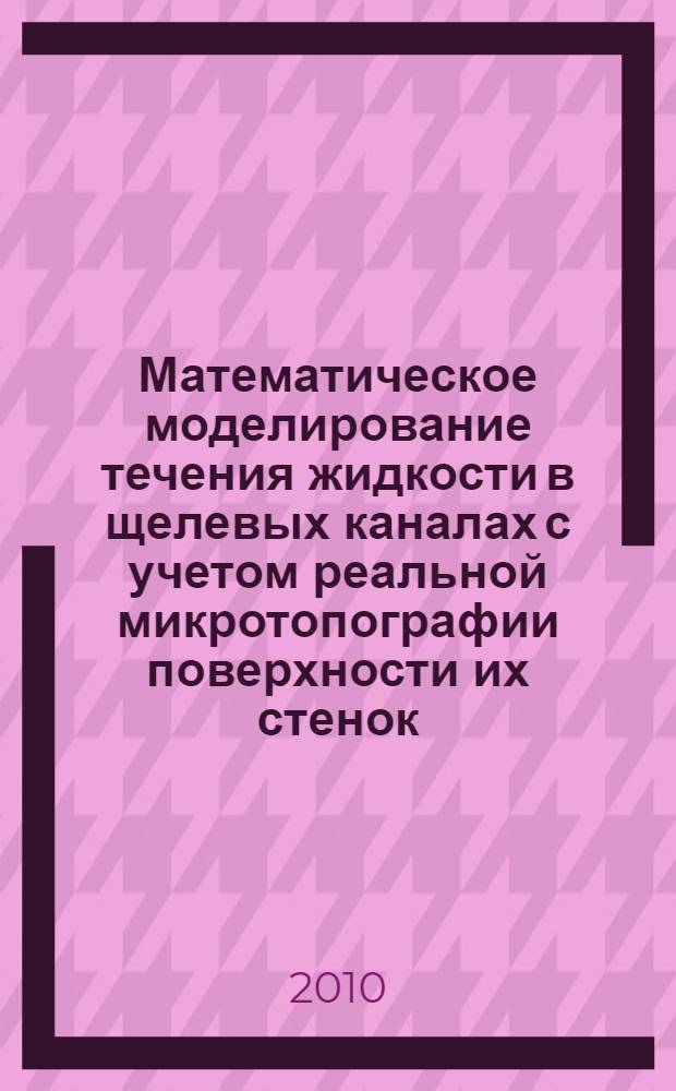 Математическое моделирование течения жидкости в щелевых каналах с учетом реальной микротопографии поверхности их стенок : монография