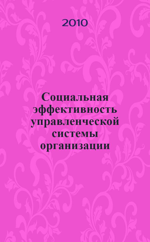 Социальная эффективность управленческой системы организации (на примере администраций Центрального и Петроградского районов Санкт-Петербурга) : автореферат диссертации на соискание ученой степени кандидата социологических наук : специальность 22.00.08 <Социология управления>