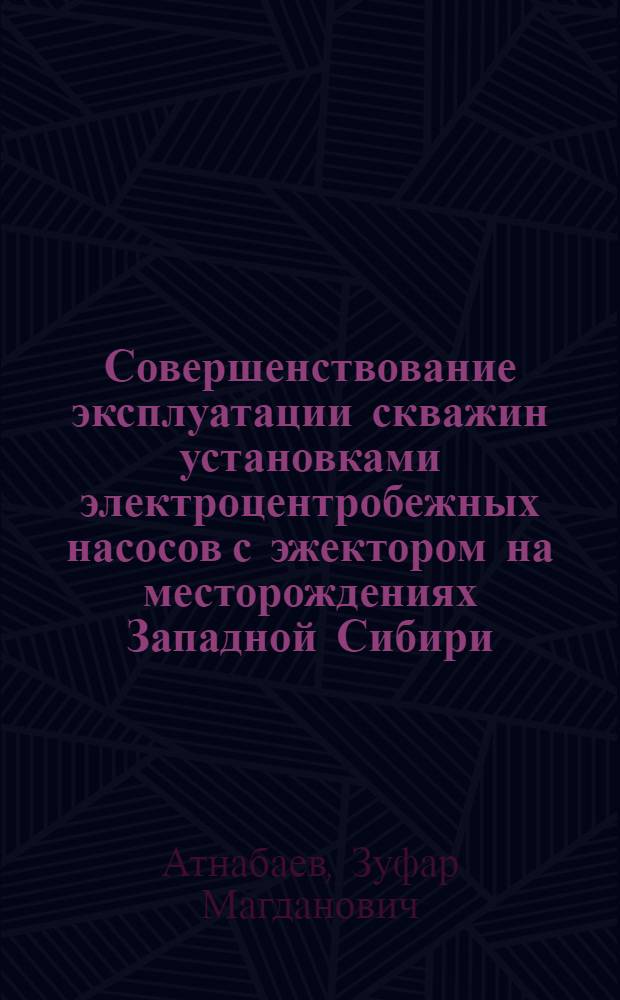 Совершенствование эксплуатации скважин установками электроцентробежных насосов с эжектором на месторождениях Западной Сибири : автореферат диссертации на соискание ученой степени к. т. н. : специальность 25.0.17 <Разработка и эксплуатация нефт. и газ. месторождений>
