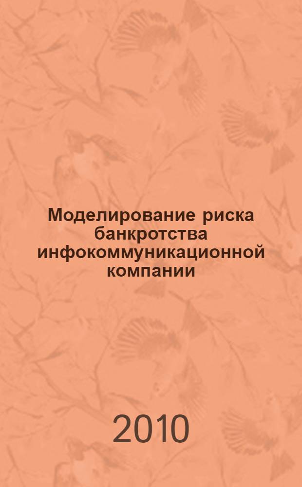 Моделирование риска банкротства инфокоммуникационной компании : автореферат диссертации на соискание ученой степени кандидата экономических наук : специальность 08.00.13 <Математические и инструментальные методы экономики>