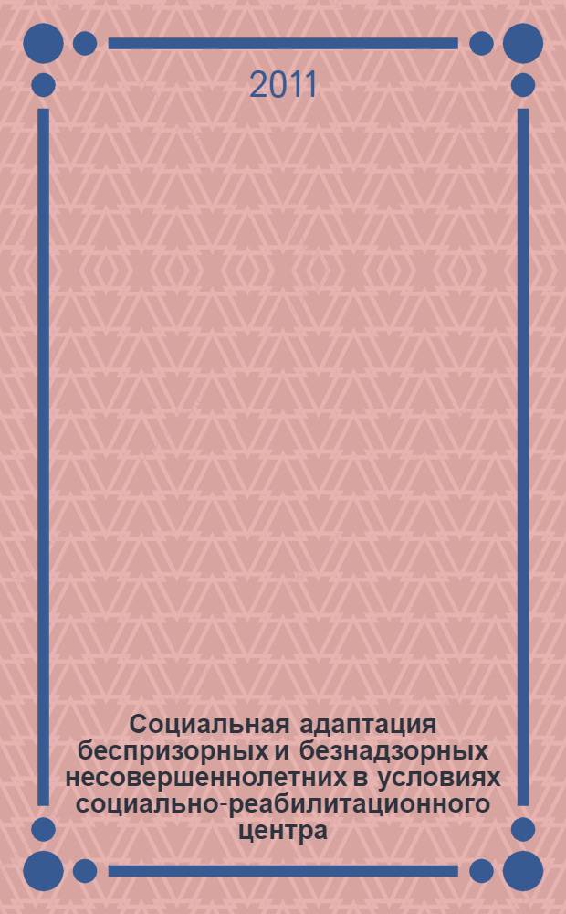 Социальная адаптация беспризорных и безнадзорных несовершеннолетних в условиях социально-реабилитационного центра : учебно-методическое пособие