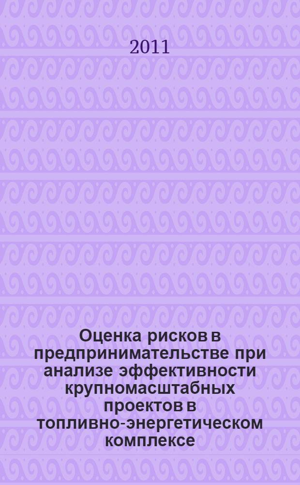 Оценка рисков в предпринимательстве при анализе эффективности крупномасштабных проектов в топливно-энергетическом комплексе : автореферат диссертации на соискание ученой степени кандидата экономических наук : специальность 08.00.05 <Экономика и управление народным хозяйством по отраслям и сферам деятельности>