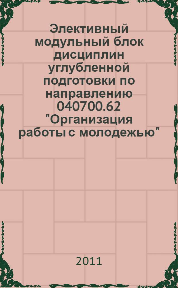 Элективный модульный блок дисциплин углубленной подготовки по направлению 040700.62 "Организация работы с молодежью" : учебно-методическое пособие